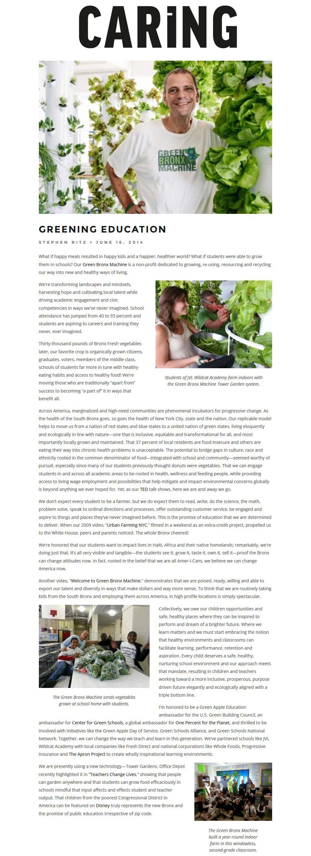 Caring Magazine - Greening Education