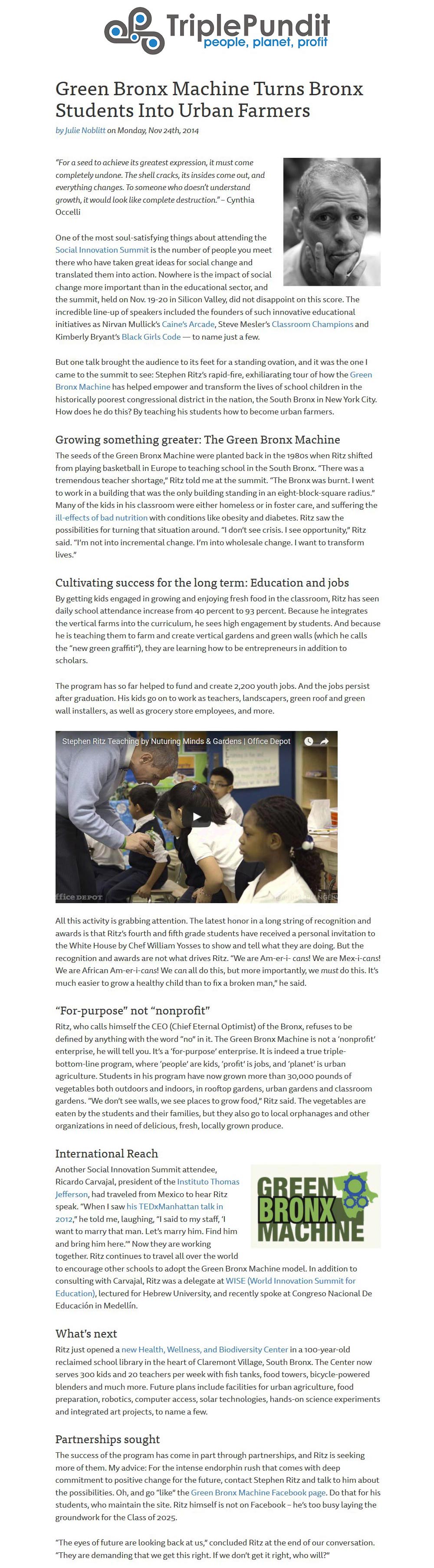 Triple Pundit - Green Bronx Machine Turns Bronx Students Into Urban Farmers