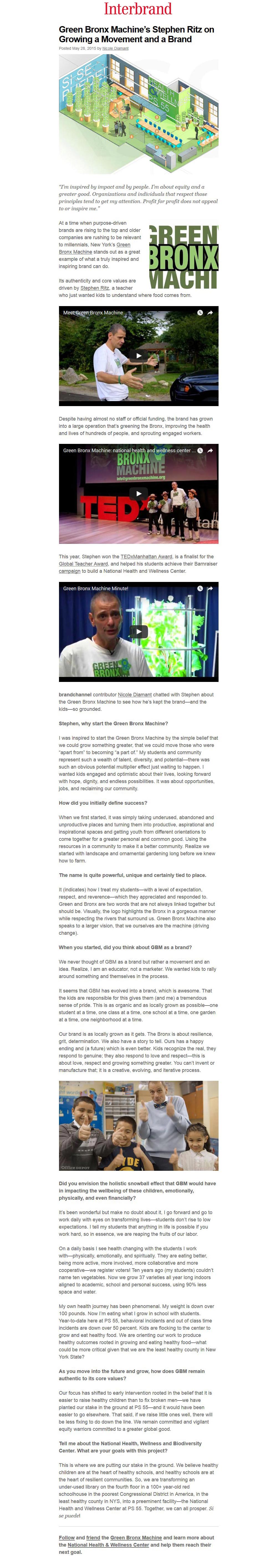 Interbrand - Green Bronx Machine’s Stephen Ritz on Growing a Movement and a Brand