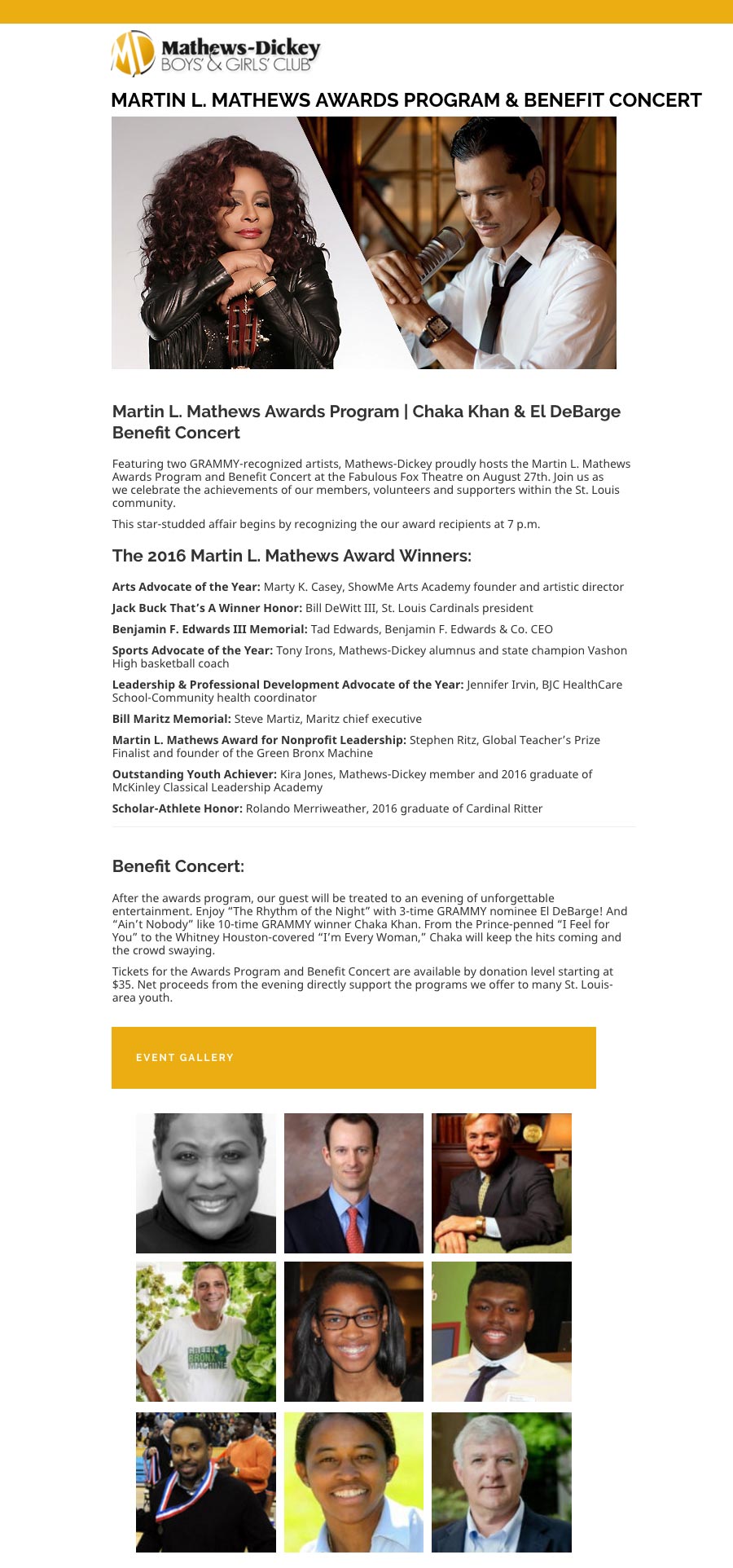 Martin L. Mathews Awards Program & Benefit Concert